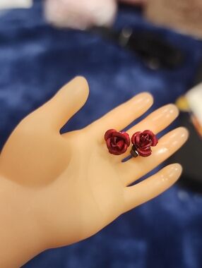 Red Rose Stud Earrings - Women Jewelry